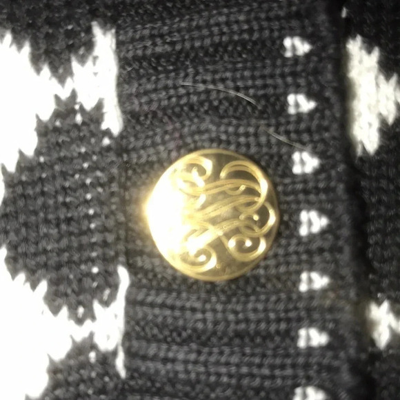 DELIA MCKAIN vintage harlequin pattern gold buttons cardigan petite size S - Picture 3 of 8